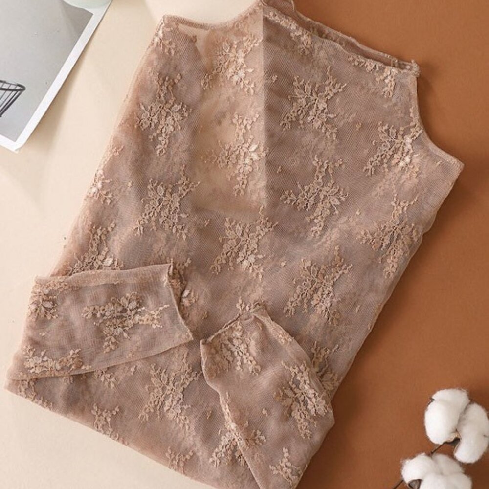 Layering Sheer Long Sleeve Lace Shirt - Picture 3 of 5